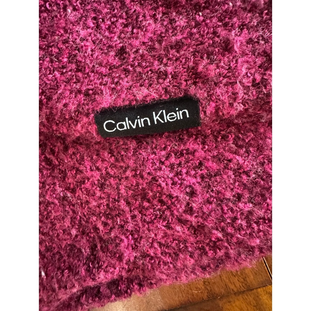 Calvin Klein Scarf Women OS Magenta Pink Excellent Boucle Knit Winter Warm Cozy